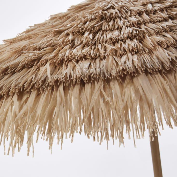 Maisons du Monde Paillotte - Sombrilla de metal imitación a madera con flecos de color natural Últimos 3 días