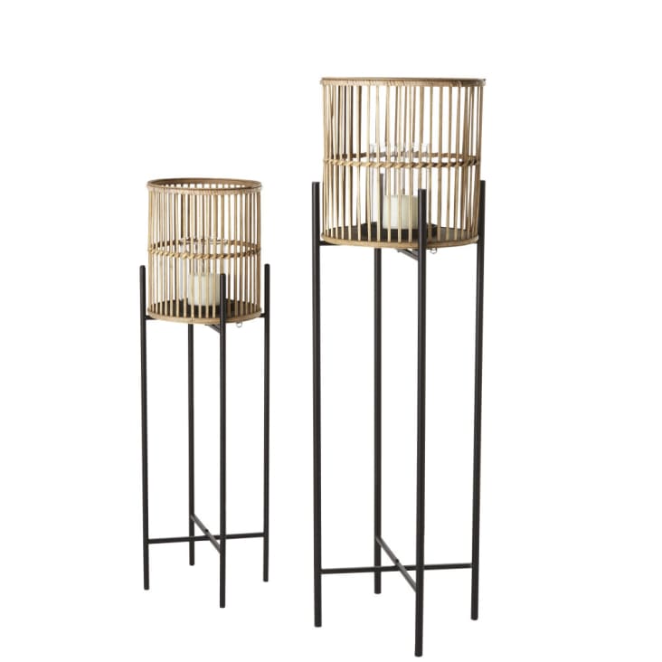 Maisons du Monde PAULO - Faroles de metal negro y bambú (x2) Superdescuento