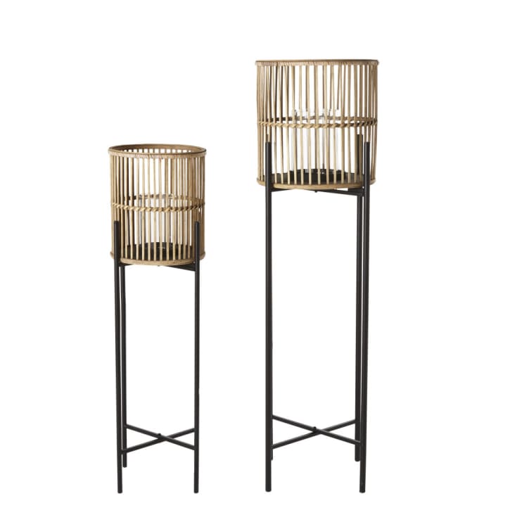 Maisons du Monde PAULO - Faroles de metal negro y bambú (x2) Superdescuento