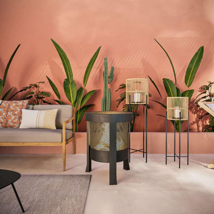 Maisons du Monde PAULO - Faroles de metal negro y bambú (x2) Superdescuento