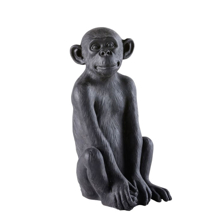 Maisons du Monde Little Gandhi - Mono decorativo de jardín de resina negra Alt.56