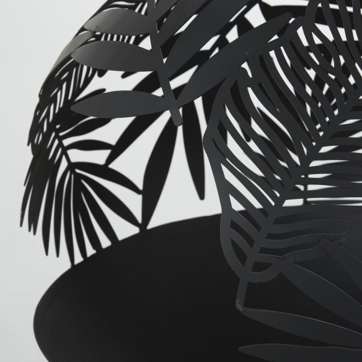 Maisons du Monde Brasero de metal negro con hojas cinceladas Liquidación