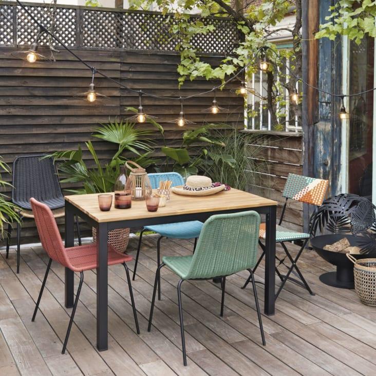 Maisons du Monde Brasero de metal negro con hojas cinceladas Liquidación