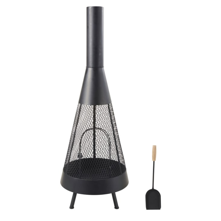Maisons du Monde RIO - Brasero de exterior de metal negro con pala