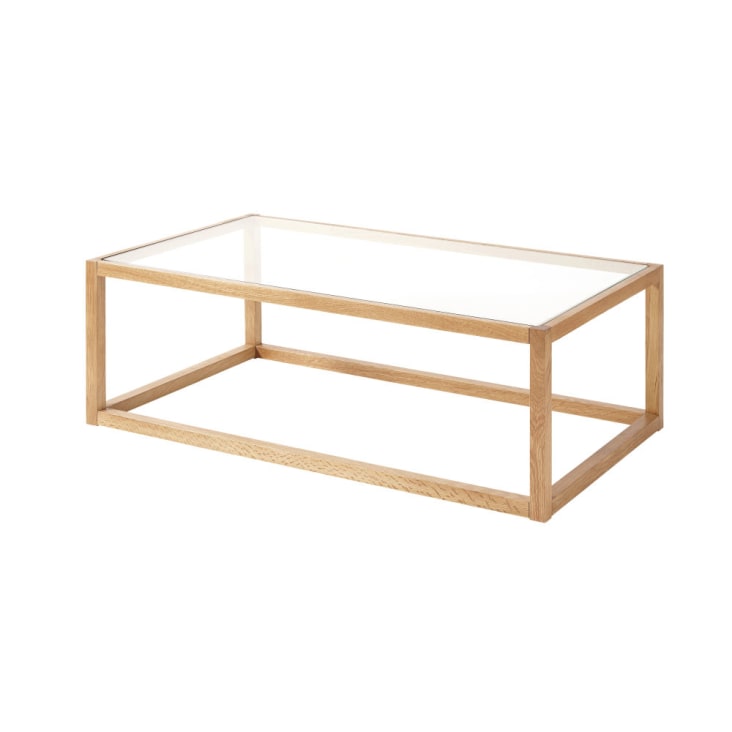 Maisons du Monde Betsy - Mesa baja de roble macizo y cristal Rebajas online