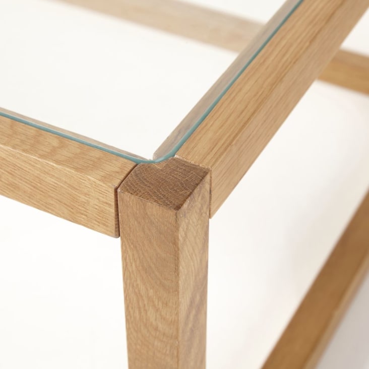 Maisons du Monde Betsy - Mesa baja de roble macizo y cristal Rebajas online