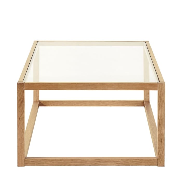 Maisons du Monde Betsy - Mesa baja de roble macizo y cristal Rebajas online