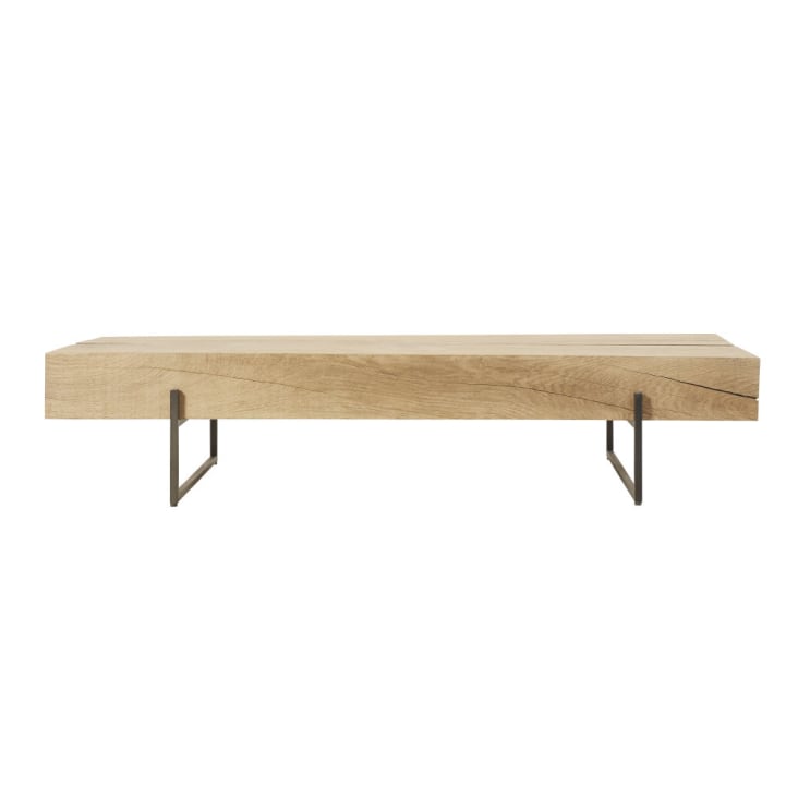 Maisons du Monde Magnus - Mesa baja de roble macizo y metal negro