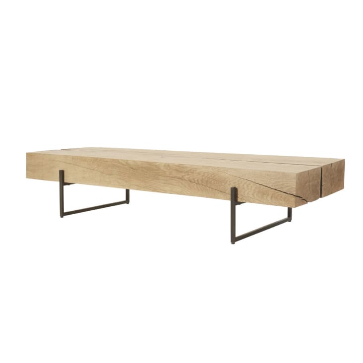 Maisons du Monde Magnus - Mesa baja de roble macizo y metal negro Rebajas top