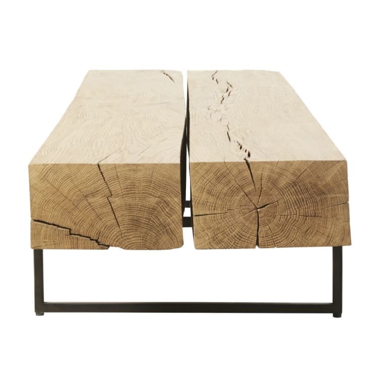 Maisons du Monde Magnus - Mesa baja de roble macizo y metal negro Rebajas top