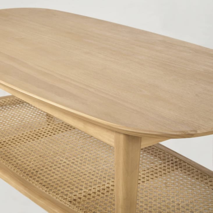 Maisons du Monde Suzelle - Mesita de café de 2 niveles de madera de pino y rejilla de ratán Envío gratis