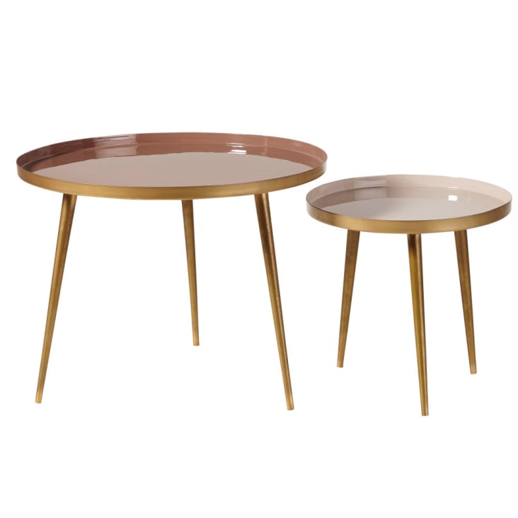 Maisons du Monde Avril - Mesas apilables de metal beige rosado y dorado COMPRAR AHORA