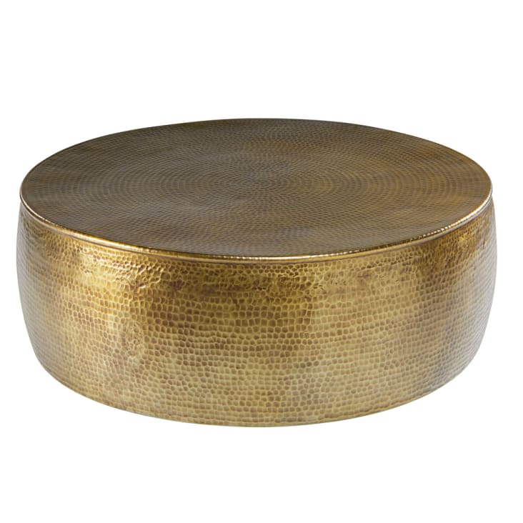 Maisons du Monde Paloma - Mesa baja de aluminio martillado dorado