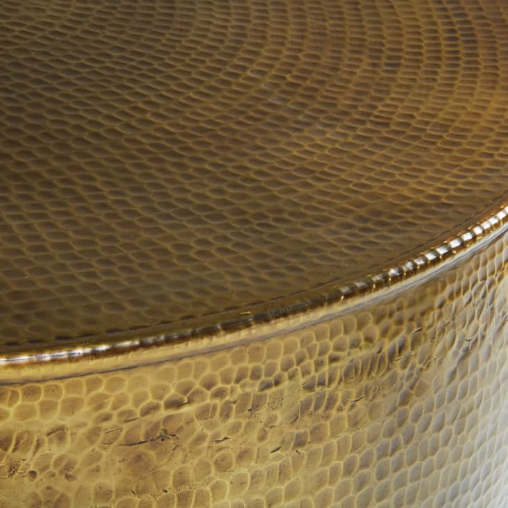 Maisons du Monde Paloma - Mesa baja de aluminio martillado dorado ÚLTIMAS EDICIONES