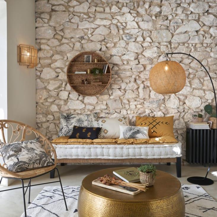 Maisons du Monde Paloma - Mesa baja de aluminio martillado dorado ÚLTIMAS EDICIONES