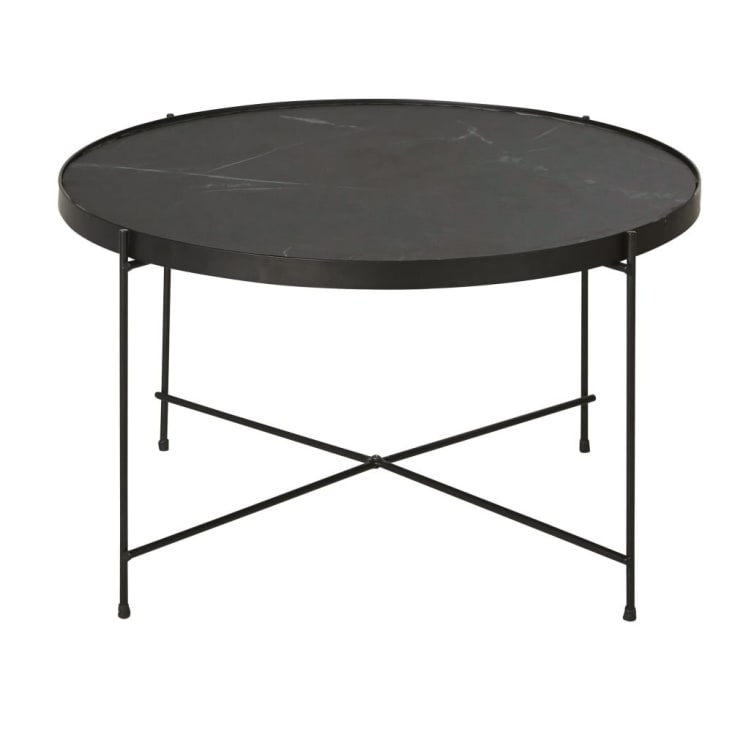 Maisons du Monde Cruzzo - Mesa baja redonda con efecto mármol negro
