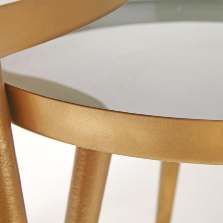 Maisons du Monde Avril - Mesas apilables de metal verde y dorado Promoción por tiempo limitado