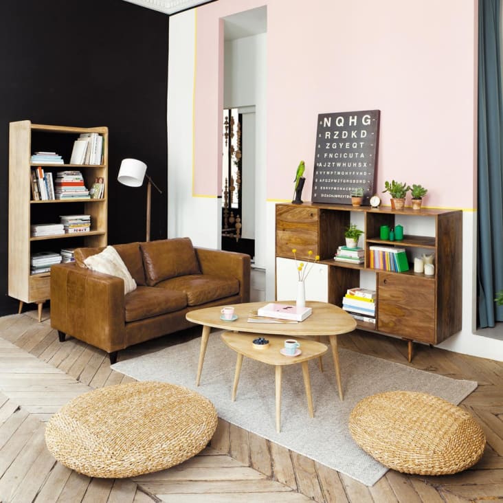 Maisons du Monde Trocadero - Mesa baja vintage de mango macizo Solo hoy