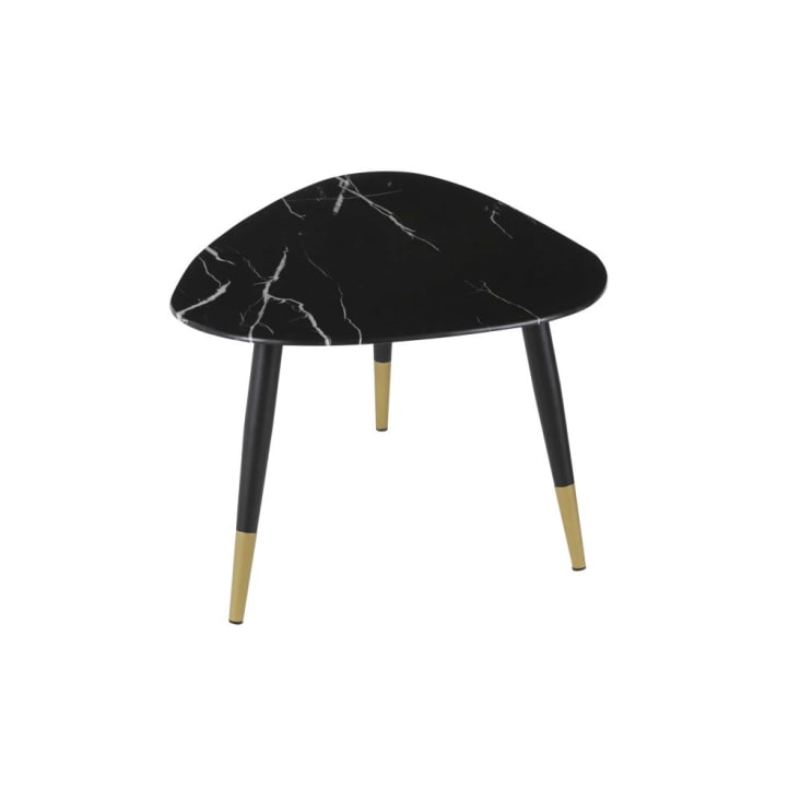 Maisons du Monde Phea - Mesa baja ovalada de cristal con efecto mármol negro y metal color latón y negro Envío internacional gratuito