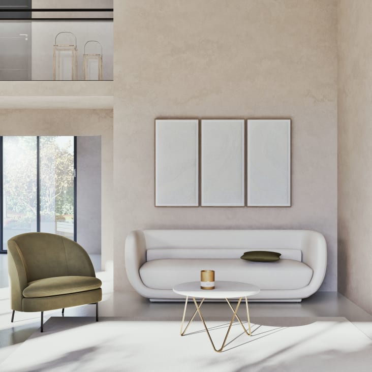 Maisons du Monde Eagle - Mesita de café redonda de mármol y metal color latón Ahorra y exporta