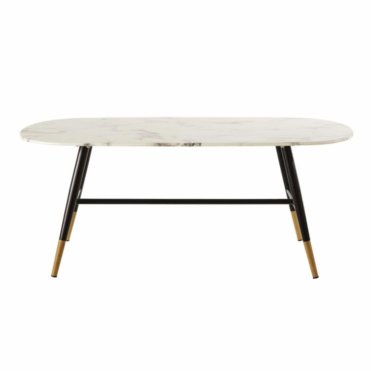 Maisons du Monde Rhea - Mesa baja de vidrio templado con efecto de mármol