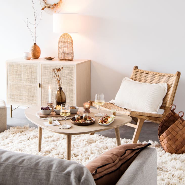 Maisons du Monde Trocadero - Mesa baja vintage de mango macizo Libre de impuestos