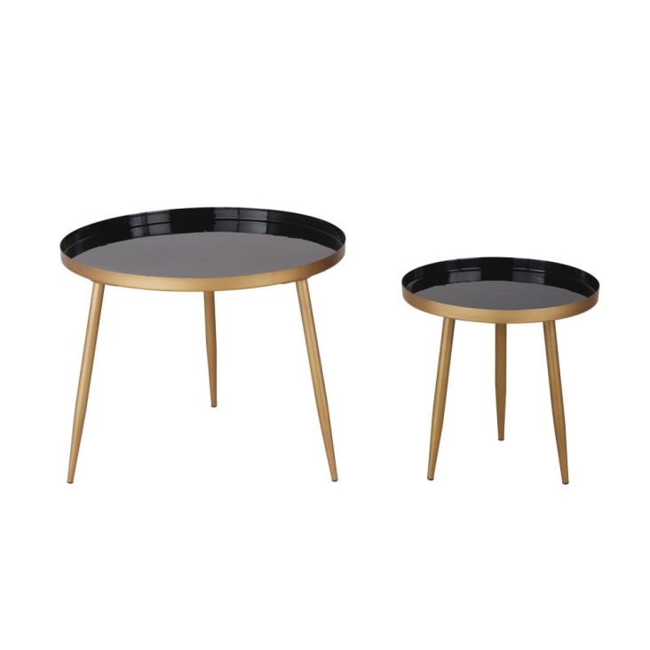 Maisons du Monde Avril - Mesas bajas redondas de metal negro y dorado (x2)