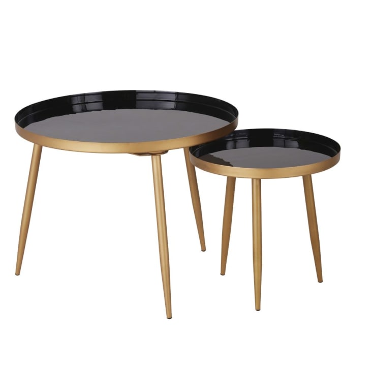 Maisons du Monde Avril - Mesas bajas redondas de metal negro y dorado (x2) Oferta exclusiva
