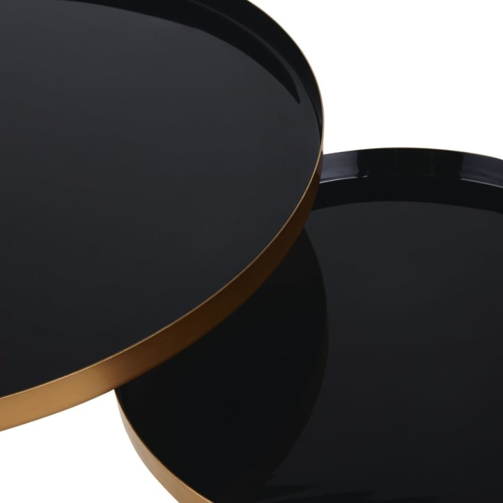 Maisons du Monde Avril - Mesas bajas redondas de metal negro y dorado (x2) Oferta exclusiva