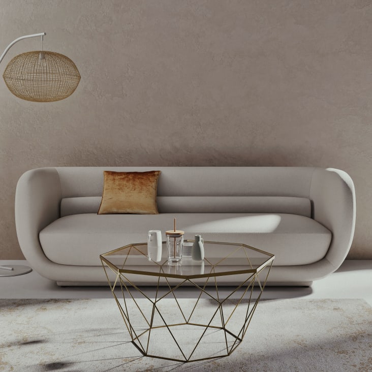 Maisons du Monde Blossom - Mesa baja de metal color latón y cristal Ofertas de temporada