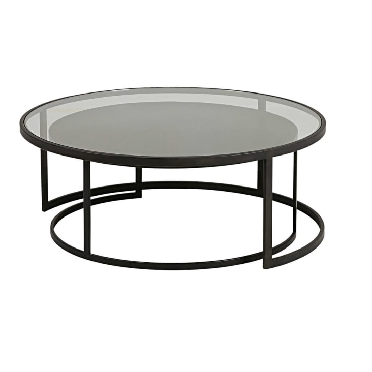 Maisons du Monde Eclipse - 2 mesas apilables de vidrio templado y metal negro Precio ultrabajo