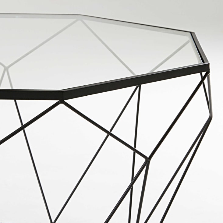Maisons du Monde Blossom - Mesa baja de vidrio templado y metal negro Devoluciones gratuitas