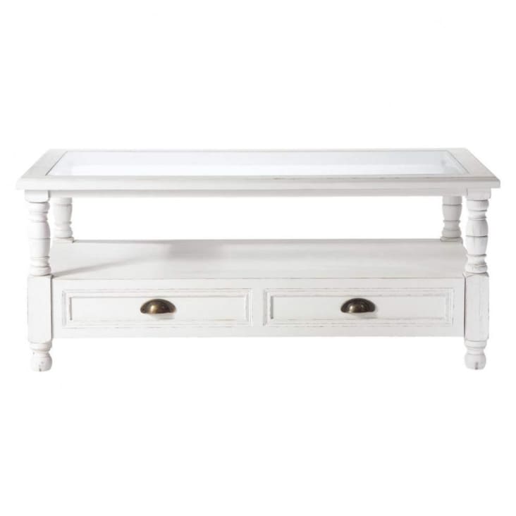 Maisons du Monde Joséphine - Mesa baja de 2 cajones blanca blanca