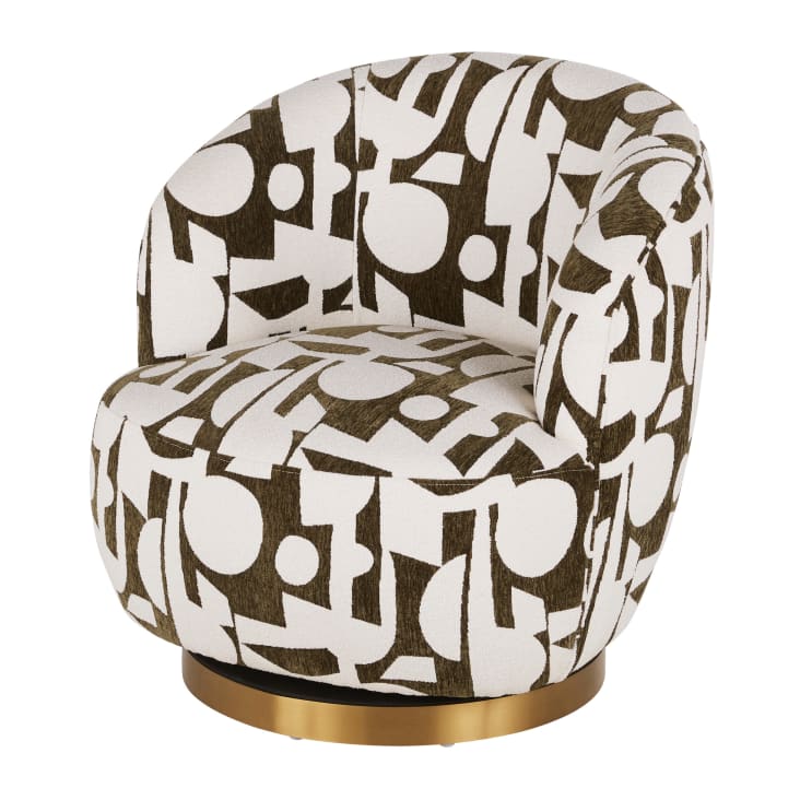 Maisons du Monde Pulp - Sillón giratorio en jacquard beige y verde caqui