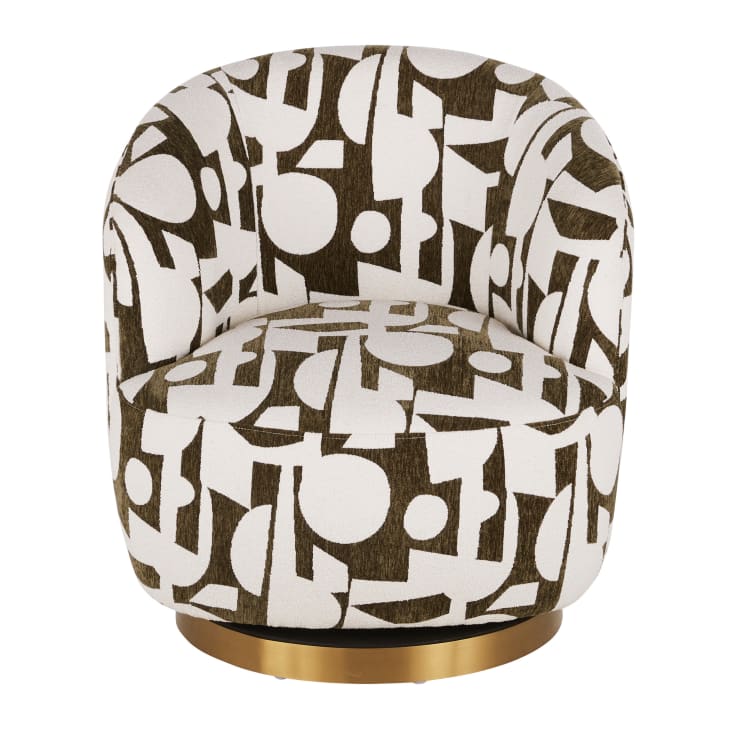 Maisons du Monde Pulp - Sillón giratorio en jacquard beige y verde caqui Outlet online