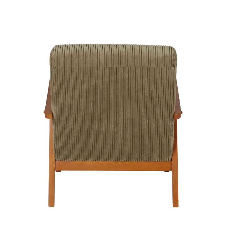 Maisons du Monde Hermann - Sillón vintage de madera de haya y pana verde caqui Rebajas
