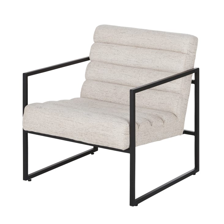 Maisons du Monde Canyon - Sillón de tela color crudo y acero negro