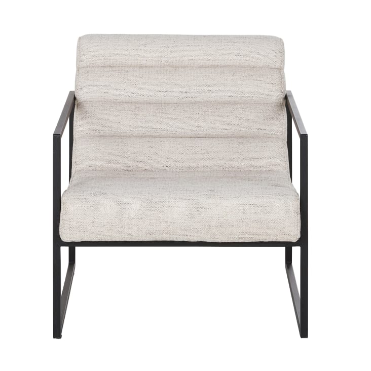 Maisons du Monde Canyon - Sillón de tela color crudo y acero negro Venta caliente