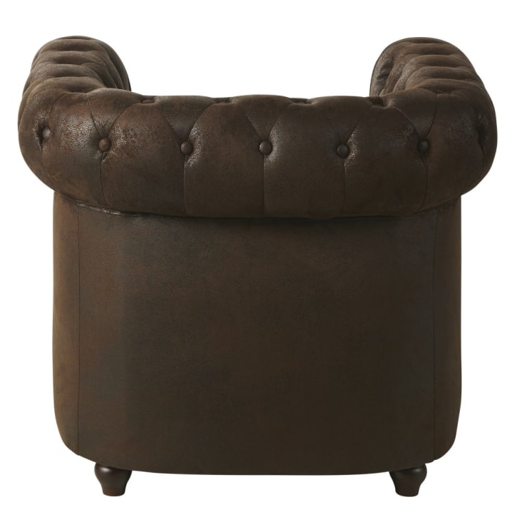 Maisons du Monde Chesterfield - Sillón capitoné tapizado de antelina marrón En oferta