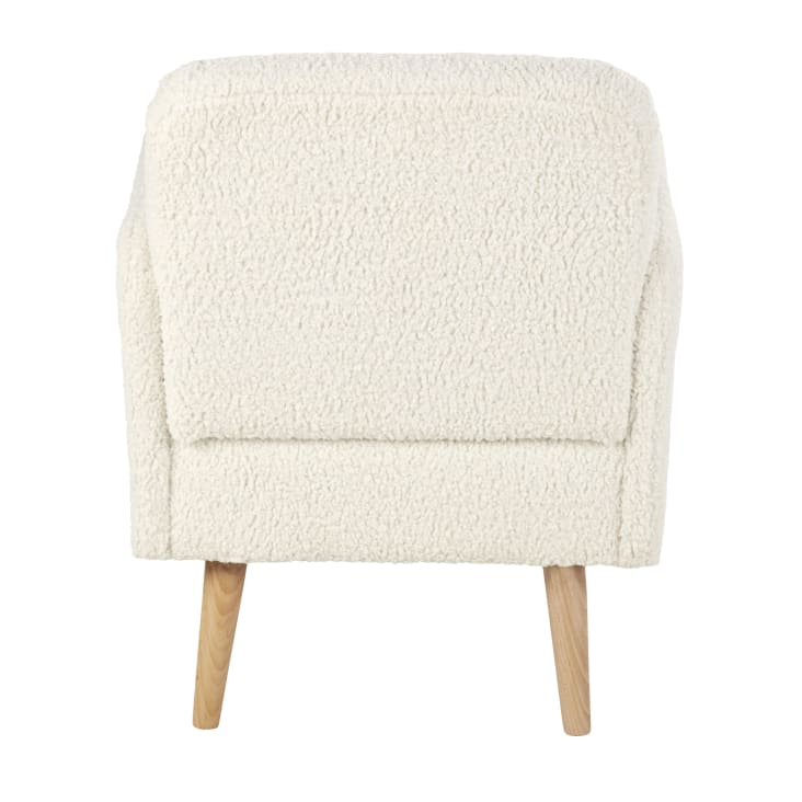 Maisons du Monde Honey - Sillón de rizo blanco con patas de madera de haya Rebajas baratas