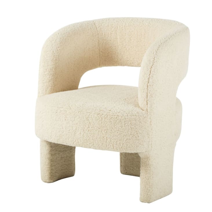 Maisons du Monde Sheep - Sillón de 3 patas de tela rizada blanco Los más vendidos