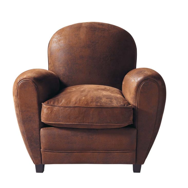 Maisons du Monde Arizona - Sillón de piel de antelina marrón