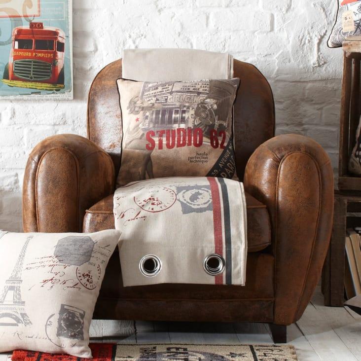 Maisons du Monde Arizona - Sillón de piel de antelina marrón Ventas relámpago