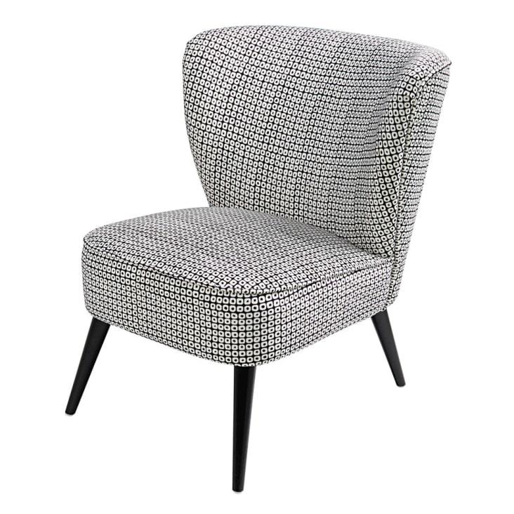 Maisons du Monde Palm - Butaca de terciopelo con motivos decorativos en blanco y negro