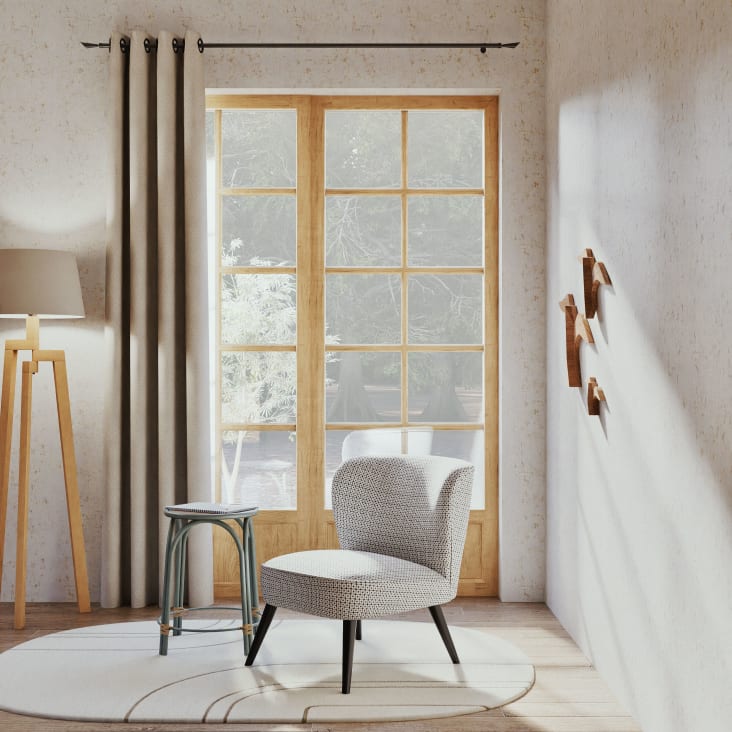 Maisons du Monde Palm - Butaca de terciopelo con motivos decorativos en blanco y negro Últimos 3 días