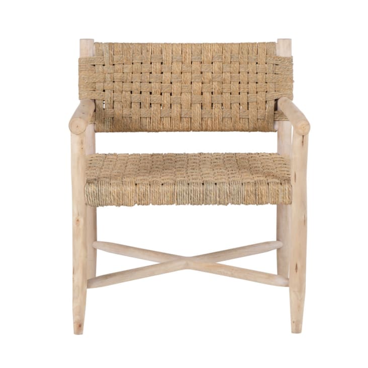 Maisons du Monde Calas - Sillón de madera de eucalipto y sisal beige Último día