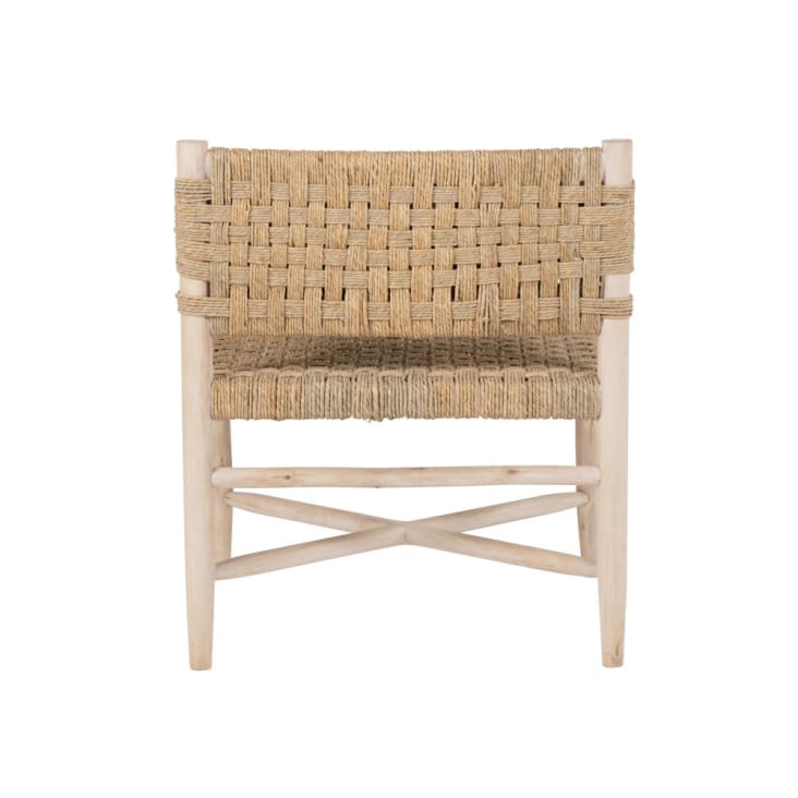 Maisons du Monde Calas - Sillón de madera de eucalipto y sisal beige Último día
