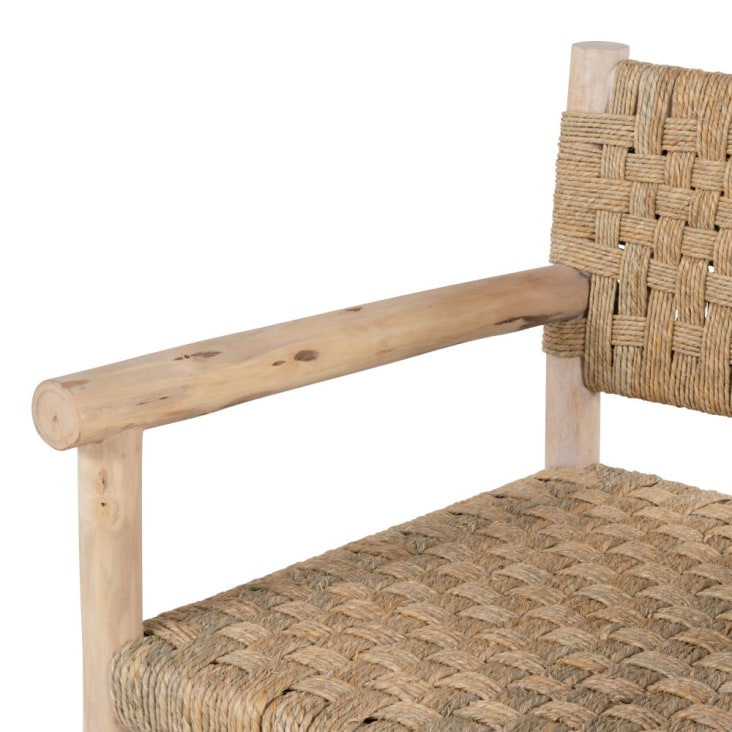 Maisons du Monde Calas - Sillón de madera de eucalipto y sisal beige Último día