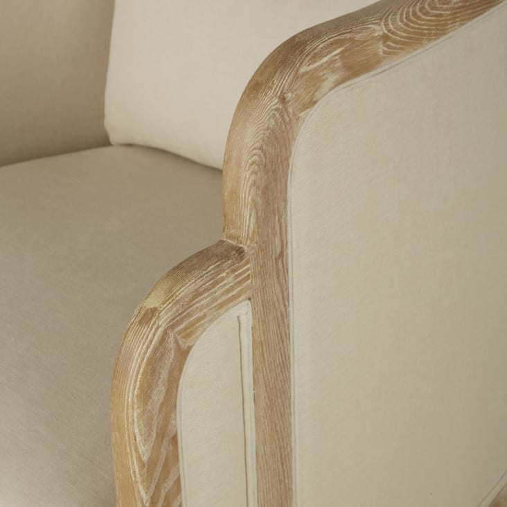Maisons du Monde Earo - Sillón de lino beige con patas de madera de roble Precio de fábrica