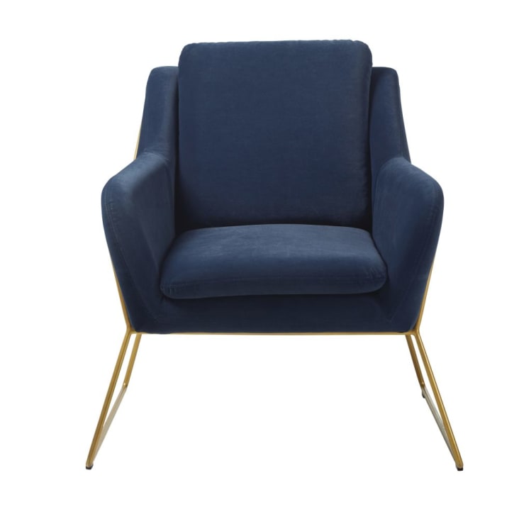 Maisons du Monde Jasper - Sillón de terciopelo azul oscuro y color latón Solo hoy